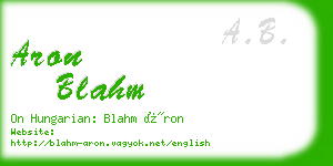 aron blahm business card